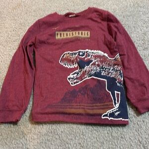 Carters size 5 long sleeve shirt- with dinosaur- warm and perfect condition